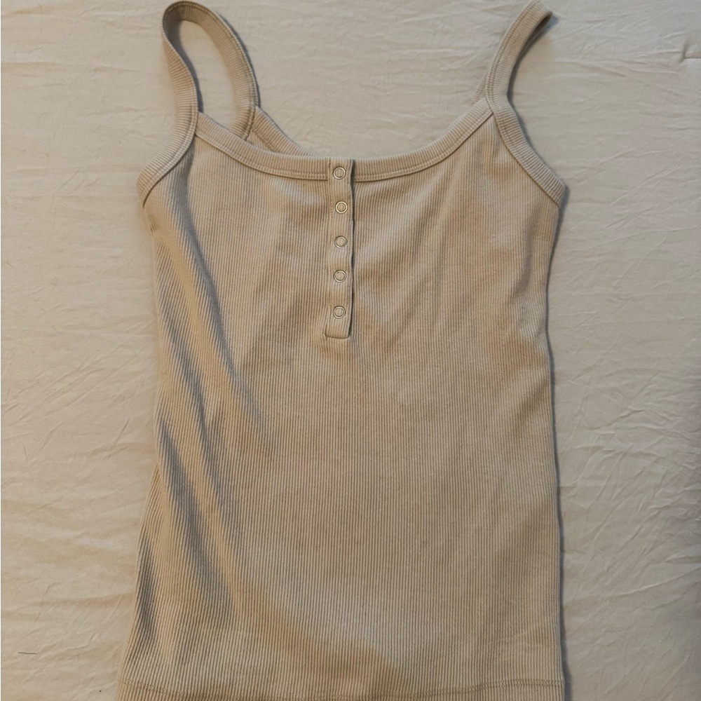 Abercrombie & Fitch Cream Fitted Sleeveless Tank Top